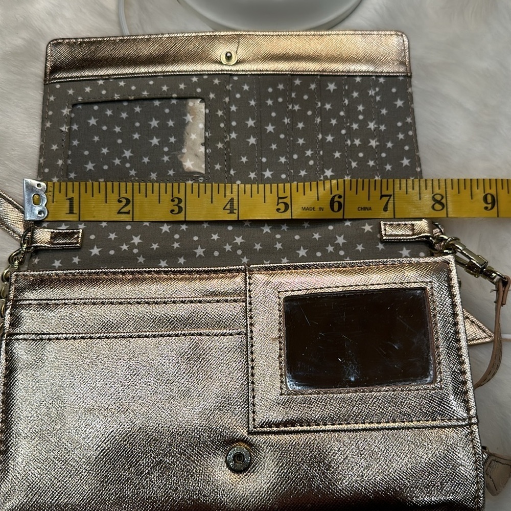 Luv Betsey crossbody wallet purse rose gold w/ gold accents and star purse charm - Picture 7 of 15